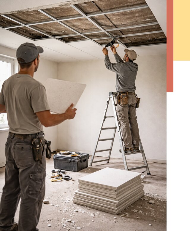 Замена плит подвесного потолка в Лесозаводске от 1809 руб. быстро и недорого | ОТДЕЛОЧНИК-Лсз