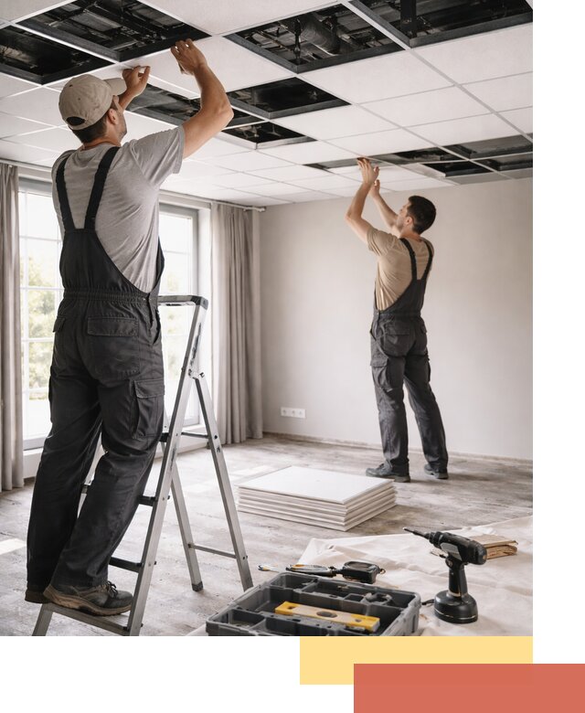 Замена плит подвесного потолка в Лесозаводске быстро и качественно