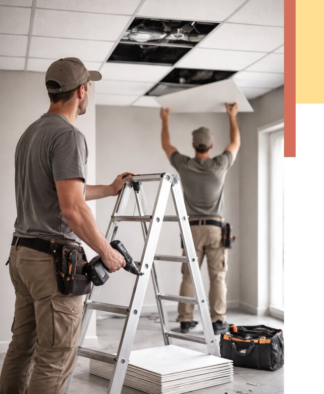 Обслуживание подвесного потолка в Лесозаводске от 3618 руб. — быстро и недорого | ОТДЕЛОЧНИК-Лсз