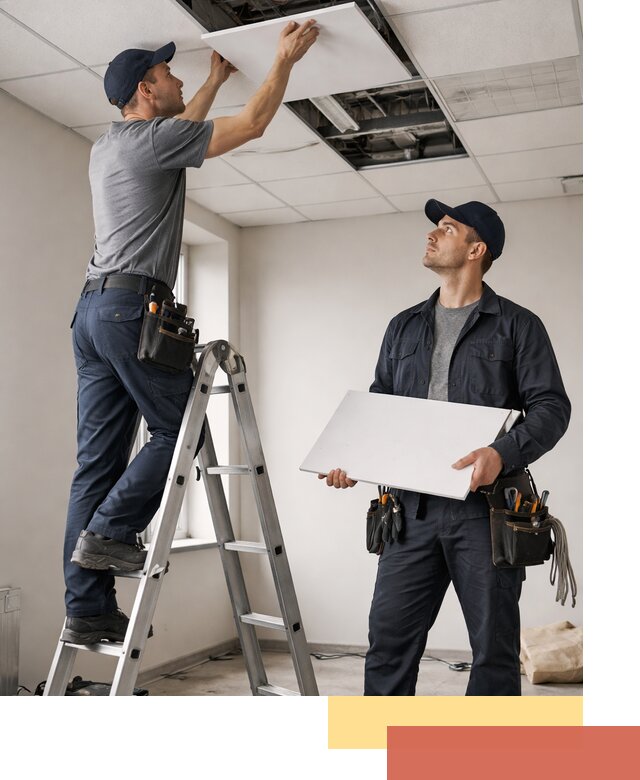 Обслуживание подвесного потолка в Лесозаводске — ремонт и чистка