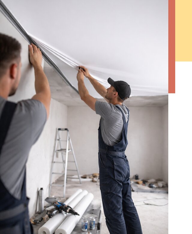 Монтаж матового натяжного потолка в Лесозаводске от 4652 руб./м² — быстро и недорого | ОТДЕЛОЧНИК-Лсз