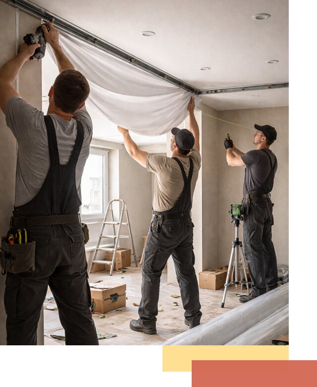 Монтаж парящего натяжного потолка под ключ в Лесозаводске