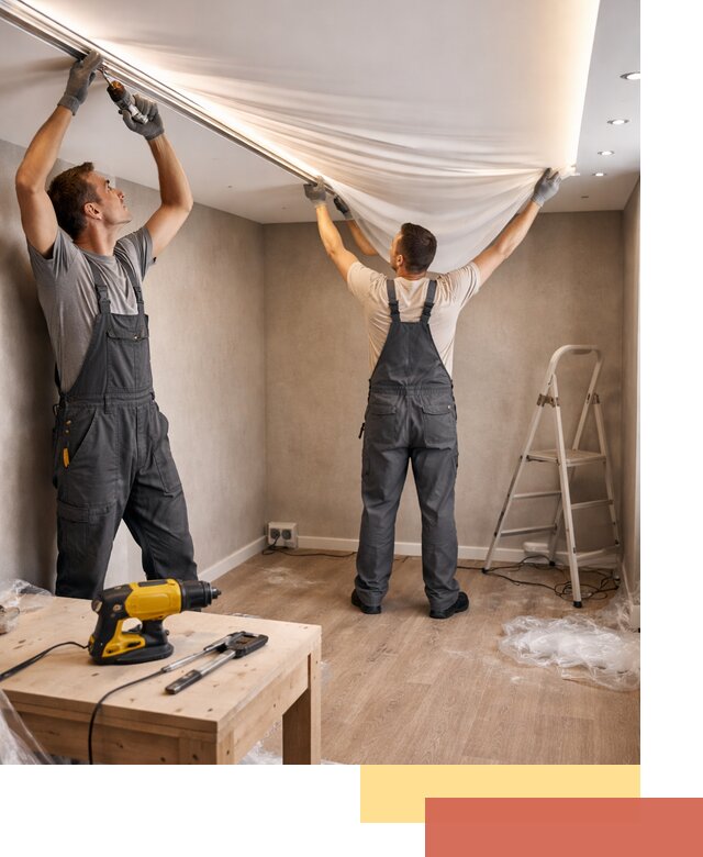 Монтаж натяжного потолка с подсветкой в Лесозаводске цена и сроки