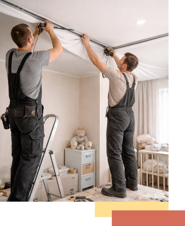 Монтаж натяжного потолка в детской комнате в Лесозаводске