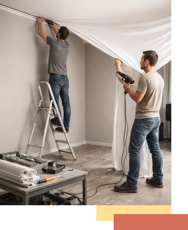 Монтаж натяжного потолка в студии в Лесозаводске