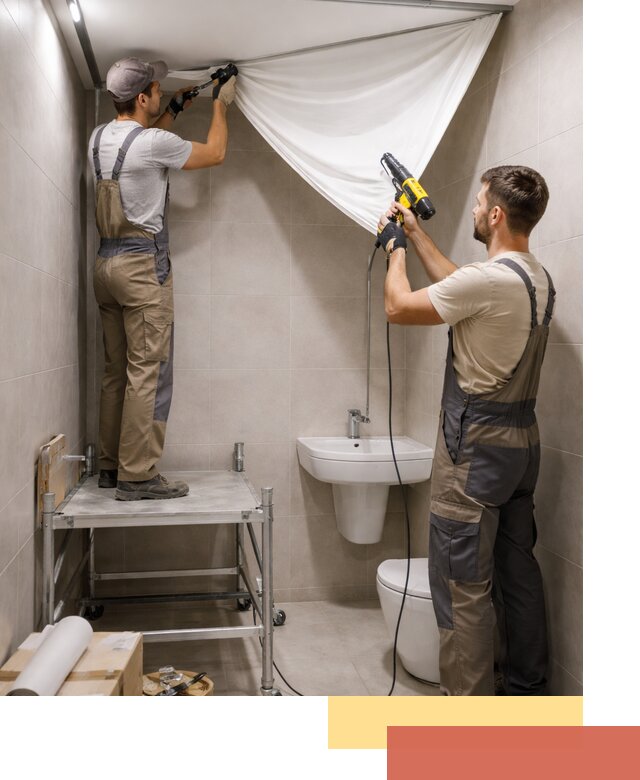 Монтаж натяжного потолка в санузле в Лесозаводске