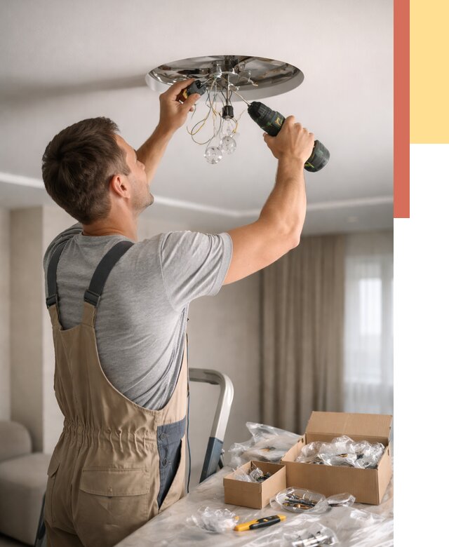 Установка люстры в натяжной потолок в Лесозаводске от 1241 руб. | Быстро и недорого — ОТДЕЛОЧНИК-Лсз