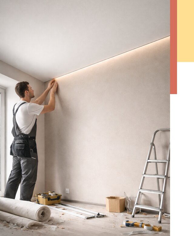 Теневые натяжные потолки в Лесозаводске от 8477 руб. под ключ | ОТДЕЛОЧНИК-Лсз