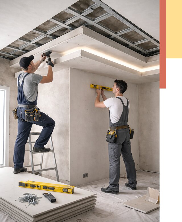 Двухуровневый потолок из гипсокартона в Лесозаводске от 1499 руб. под ключ | ОТДЕЛОЧНИК-Лсз