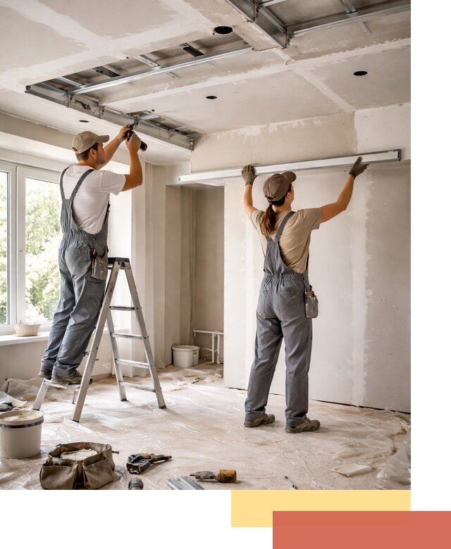 Монтаж многоуровневого потолка из гипсокартона в Лесозаводске