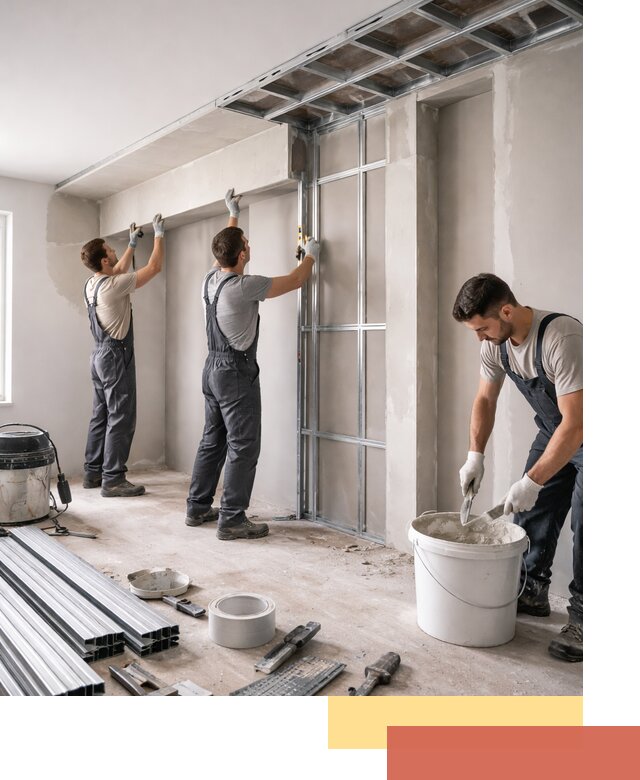 Монтаж потолка из гипсокартона с нишей в Лесозаводске