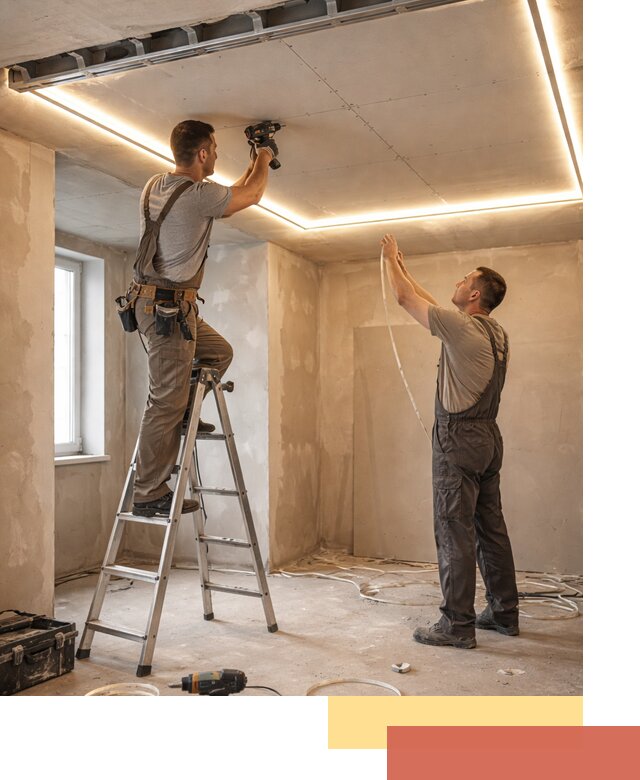 Потолок из гипсокартона с подсветкой в Лесозаводске