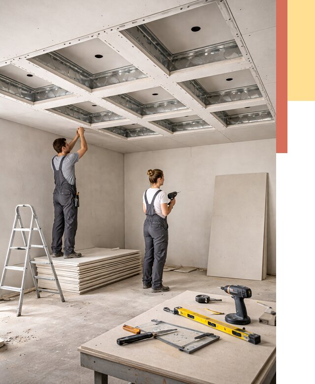 Кессонный потолок из гипсокартона в Лесозаводске от 1913 руб. — монтаж и под ключ | ОТДЕЛОЧНИК-Лсз