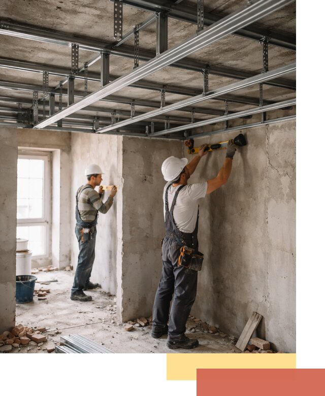Монтаж каркаса потолка из профильного профиля в Лесозаводске