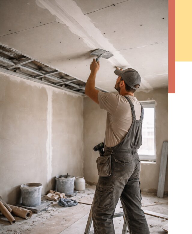 Ремонт потолка из гипсокартона в Лесозаводске от 672 руб./м² — быстро и недорого | ОТДЕЛОЧНИК-Лсз