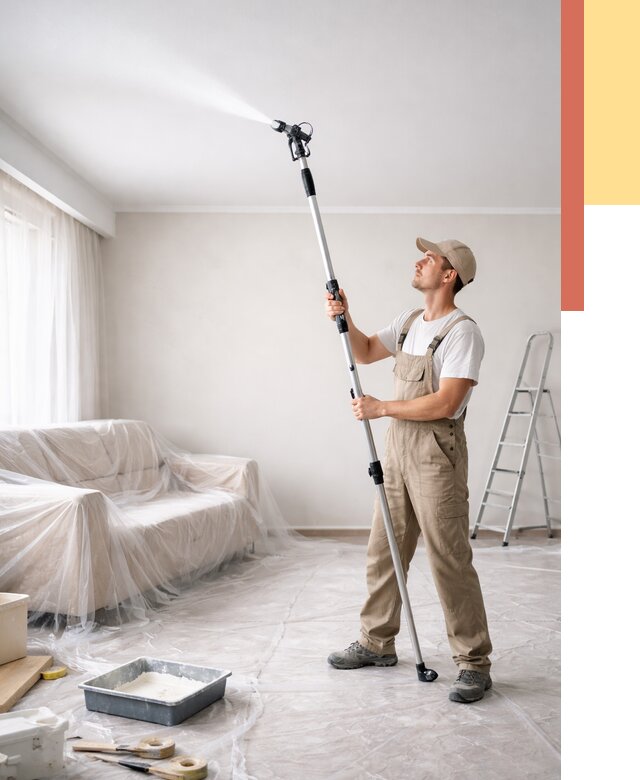 Покраска потолка краскопультом в Лесозаводске от 4652 руб. быстро и недорого | ОТДЕЛОЧНИК-Лсз