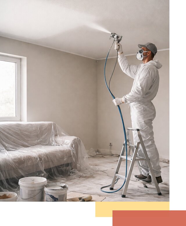 Покраска потолка краскопультом в Лесозаводске быстро и качественно