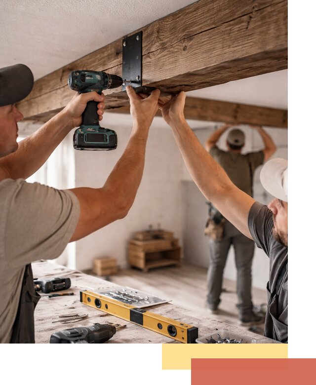 Монтаж декоративных потолочных балок в Лесозаводске